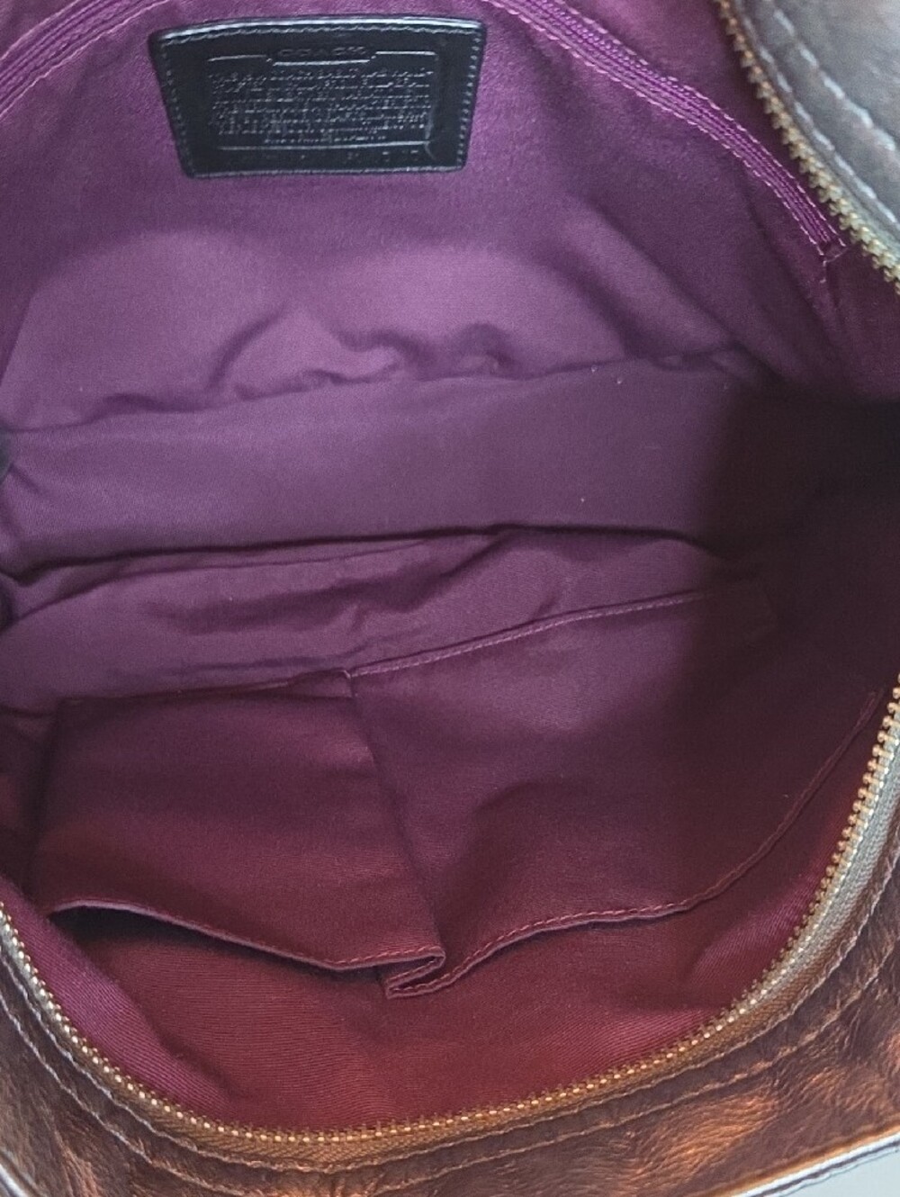 Coach Metallic Pewter Leather Shoulder Bag - Picture 7 of 11